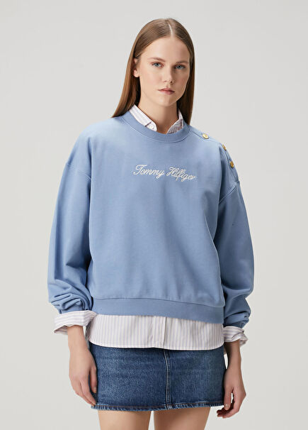 Mavi Gold Düğme Detaylı Sweatshirt