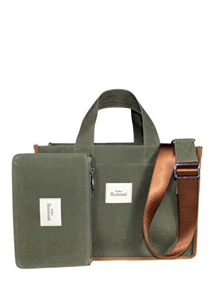 Hishi Rj Tote Bag Khaki Mumlu Kanvas Kadın Omuz Çantası