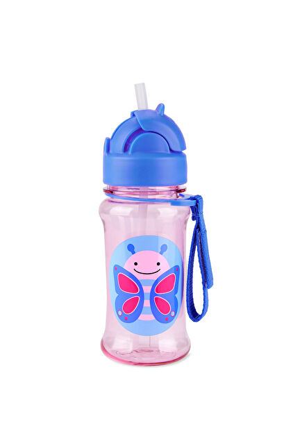 Butterfly Patterned Tritan Girls Drinker with Zoo Straw