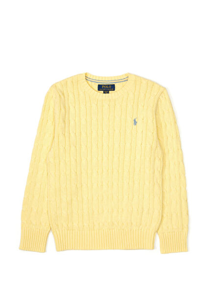 Sarı Logo Jakarlı Erkek Çocuk Kazak