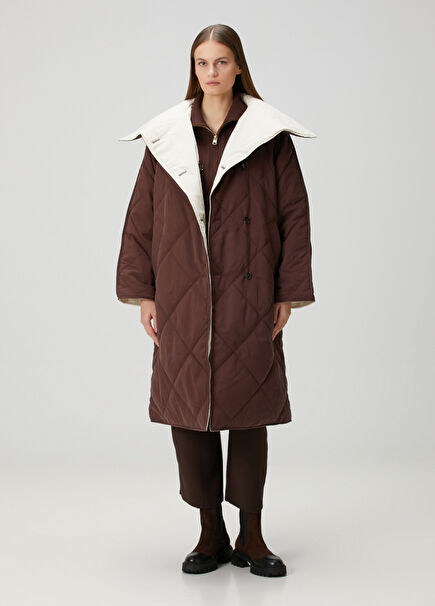 Coffee White Reversible Coat