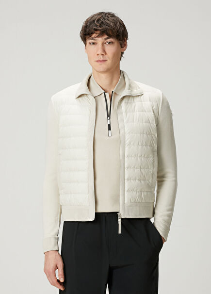 Kırık Beyaz Kapitone Garnili Mont