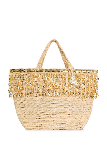 Loulou Hand Knitted Gold Women's Beach Bag
