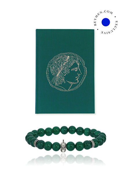 Marcus & Helmet Yeşil Akik Bileklik Mini Erkek Hediye Seti