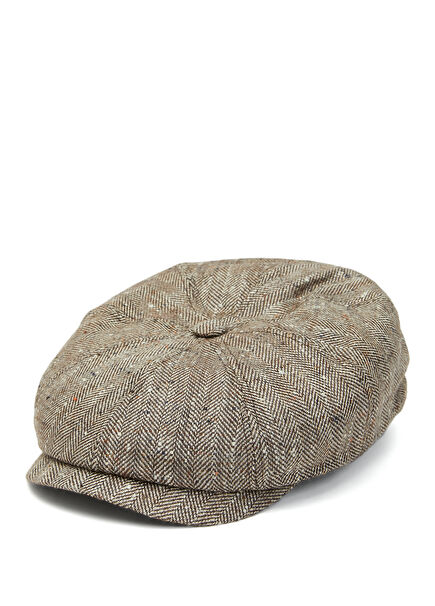 Mens Silk Hat With Beige Crowbar Pattern