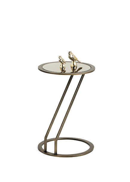 Davlin Metal Brass Glass Detail Side Table 40 x 40 cm