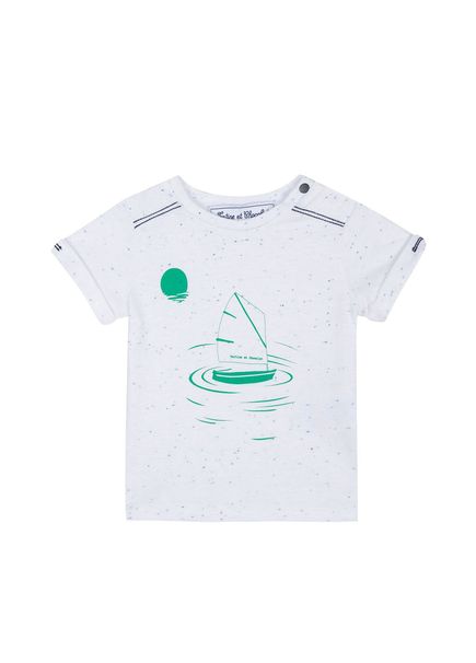 Beyaz Baskılı Kısa Kollu Erkek Bebek T-shirt
