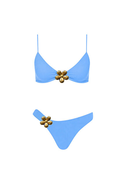 Flower Bomb Kendall Bebek Mavisi Klasik Kesim Kadın Bikini Takımı