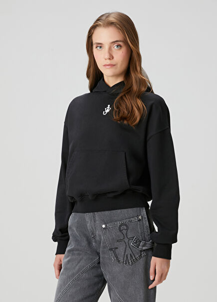 Siyah Kapüşonlu Sweatshirt