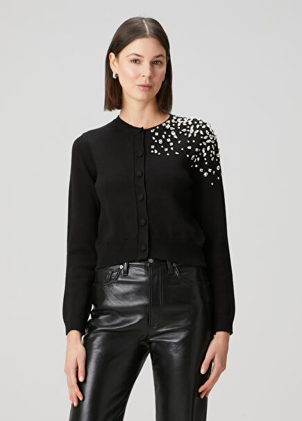 Black Crystal Embellished Cardigan