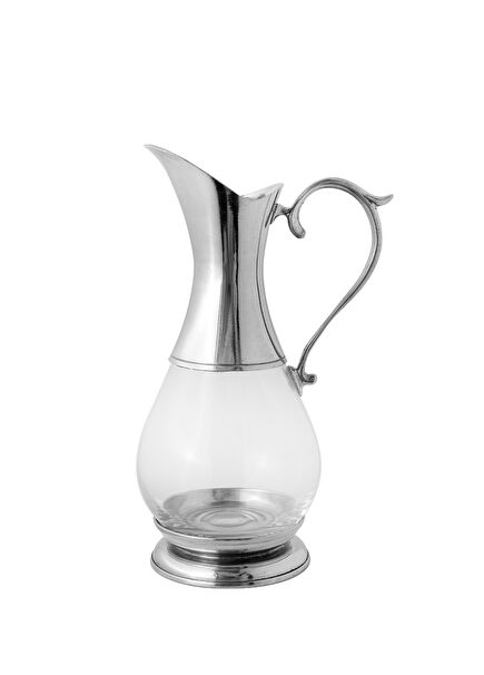 Glass Pitcher with Pewter Detail
