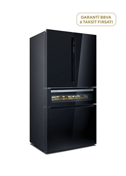 KF96RSBEA iQ700 Siyah Gardırop Tipi Total NoFrost Buzdolabı 401 lt