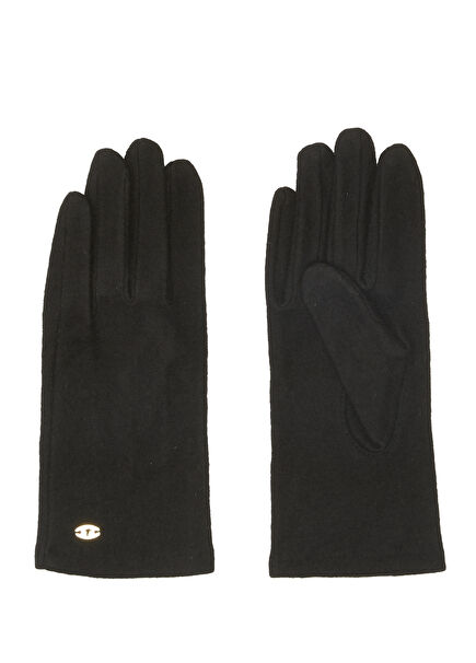 Black Logo Women's Wool Gloves