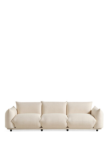 Costes Bej Keten Üçlü Kanepe