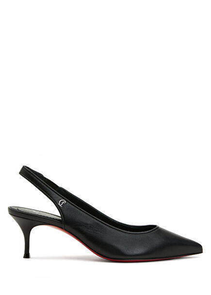 Sporty Kate Siyah Deri Topuklu Ayakkabı