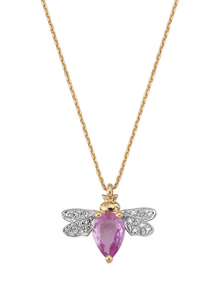 Petek Arı Formlu Kadın Rose Altın Kolye