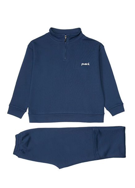 Lacivert Yarım Fermuarlı Çocuk Eşofman Takımı