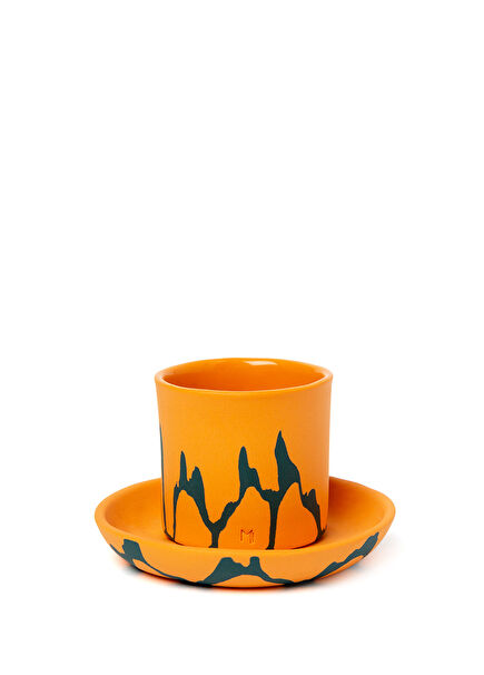 Fiesta Orange Porcelain Espresso Cup and Saucer