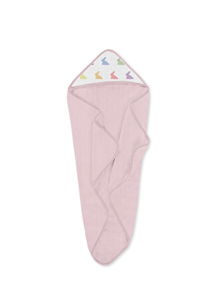 Rainbow Pink Müslin Kız Bebek Kurulanma Örtüsü 80 x 80 cm