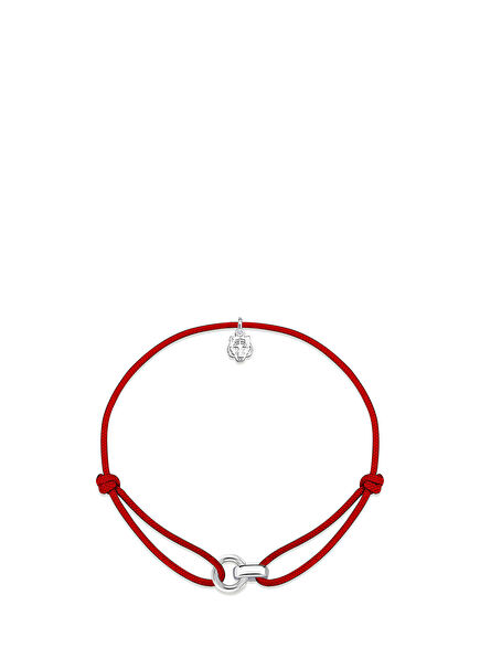 Linker Kırmızı İp 925 Ayar Gümüş Unisex Bileklik