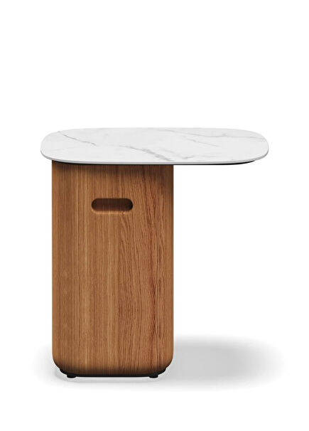 Omada Bianco Teak Garden Side Table with Ceramic Top