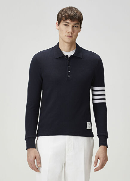 Lacivert Uzun Kollu Polo T-shirt