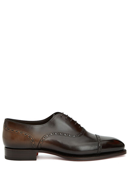 Beige Black Men's Leather Shoes