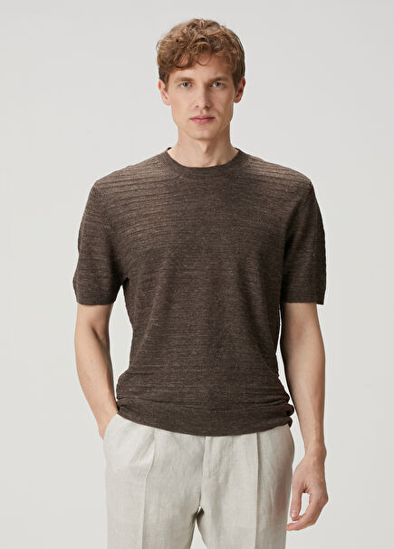 Brown Short Sleeve Sweater
