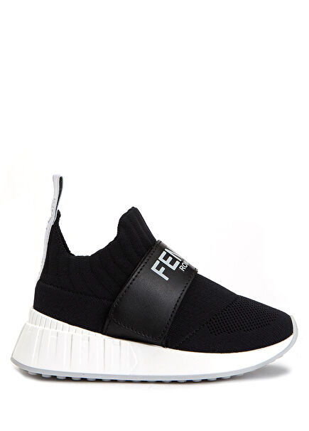 Siyah Logolu Çorap Formlu Çocuk Sneaker