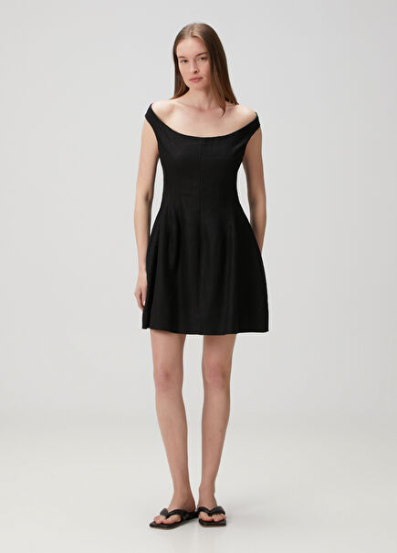 Black Linen Mini Dress