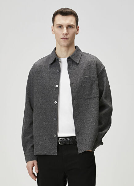 Gri Waffle Dokulu Gömlek