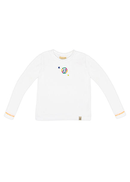 Hi Smiley Embroidered White Long Sleeve Kids T-Shirt