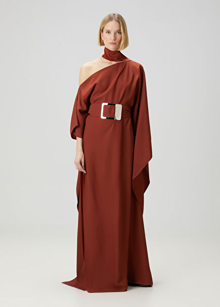 Brick Maxi Evening Dress