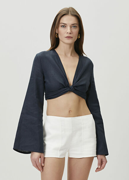 Sense Navy Linen Blouse