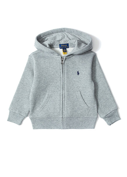 Gri Kapüşonlu Erkek Çocuk Sweatshirt
