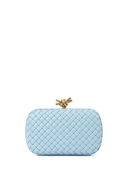 Knot Blue Knit Textured Women's Leather Clutch