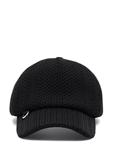 Black Textured Women's Hat