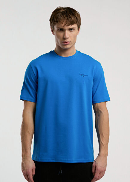 Ever Essentials Blue Regular Fit Short Sleeve Men's T-shirt