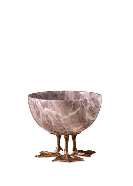 Tengu Bronz Detaylı Lila Mermer Sunum Kasesi