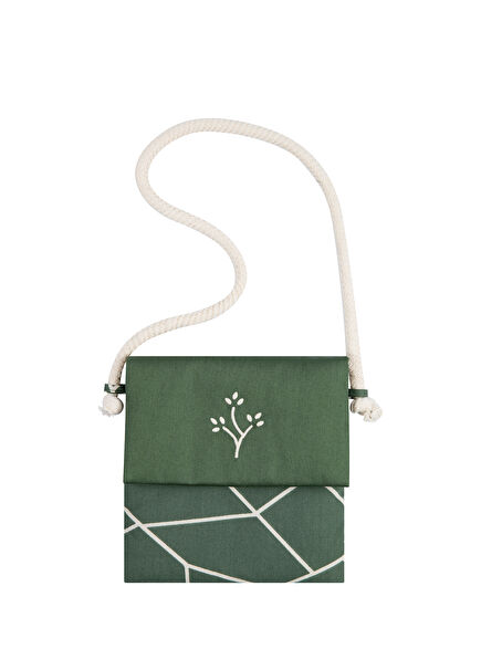 Bollarine Yeşil Çiçek Nakışlı Kız Çocuk Omuz Çantası