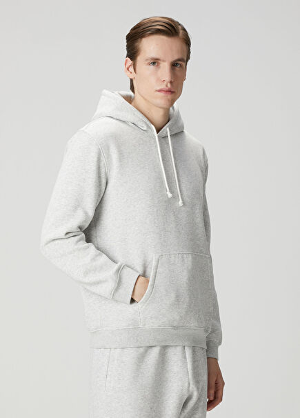 Classic Açık Gri Kapüşonlu Sweatshirt