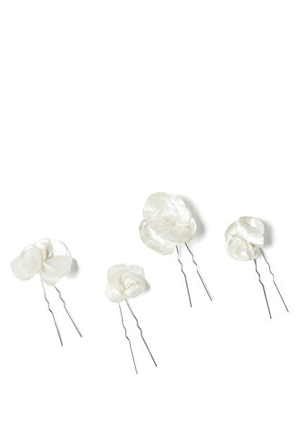 Ceramic Viola Pin Set Beyaz 4'lü Kadın Saç Aksesuarı 