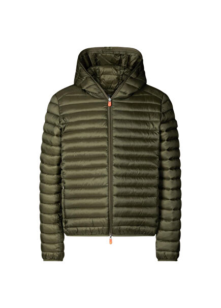 Devon Haki Kapüşonlu Erkek Mont