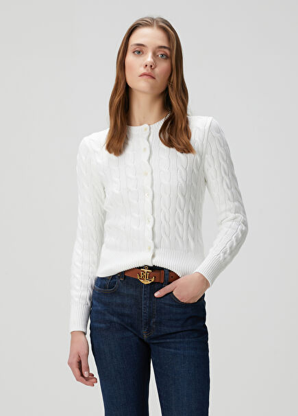 Beyaz Saç Örgü Hırka