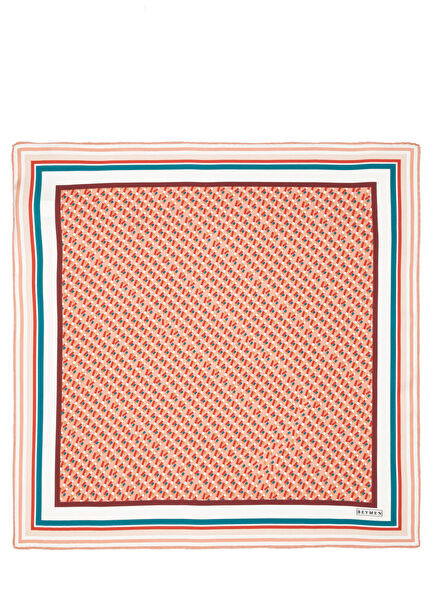 Multicolored Striped Patterned Silk Scarf
