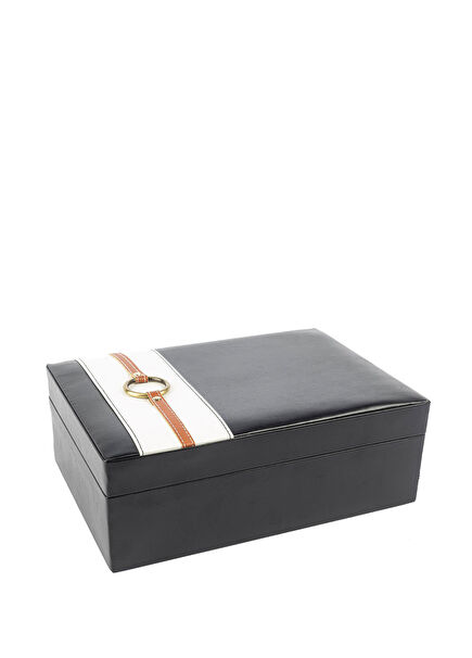 Siyah Beyaz Deri Takı Kutusu