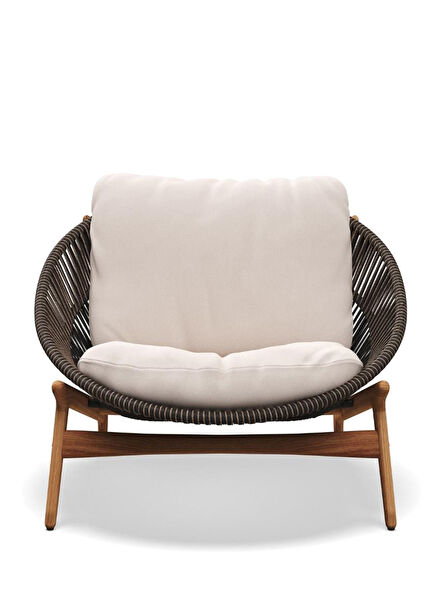 Bora Fife Bone Tik Ağacı Hasır Örgü Bahçe Koltuğu