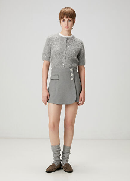 Gri Anvelop Şort Etek