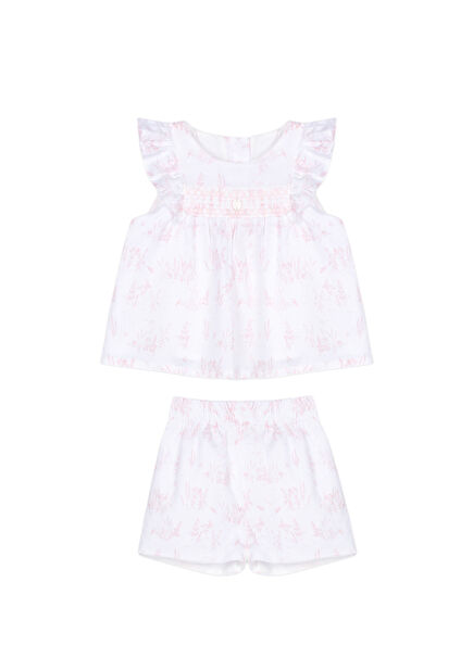 Pembe Şortlu 2'li Kız Bebek Set