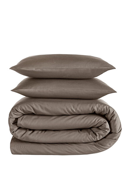 Soho Brown Cotton Percale Double Duvet Cover Set 200 x 220 cm